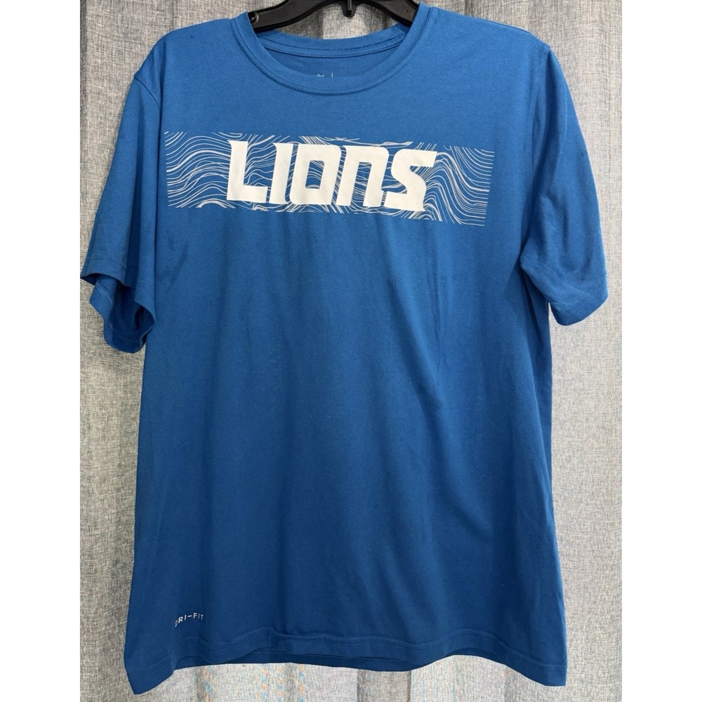 NFL On-Field The Nike Tee Dri-Fit Detroit Lions Men's Size L Blue Swoosh NFL EUC